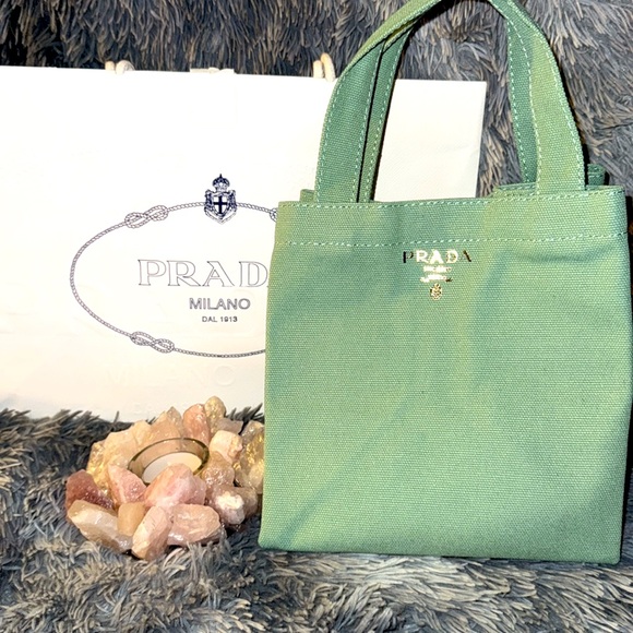 Prada Mint Green Canvas Tote - Picture 1 of 9